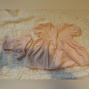 OshKosh B'gosh Light Pink Dot Puff Sleeve Dress with Bloomer